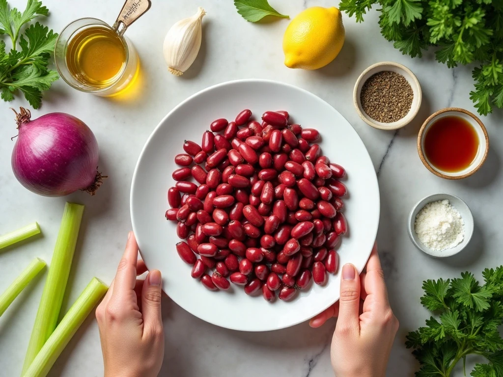 Ingredients for an easy kidney bean salad recipe