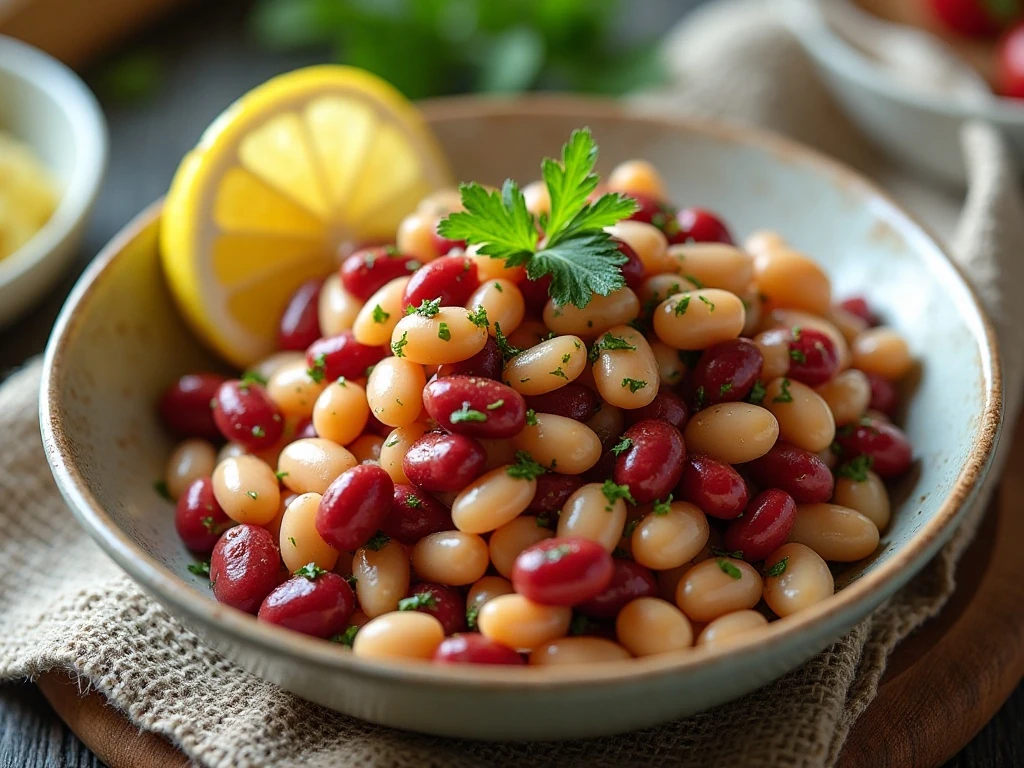 Chilled kidney bean salad ready to serve