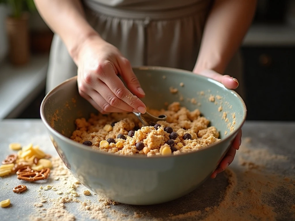 Folding loaded mix-ins into kitchen sink cookie dough