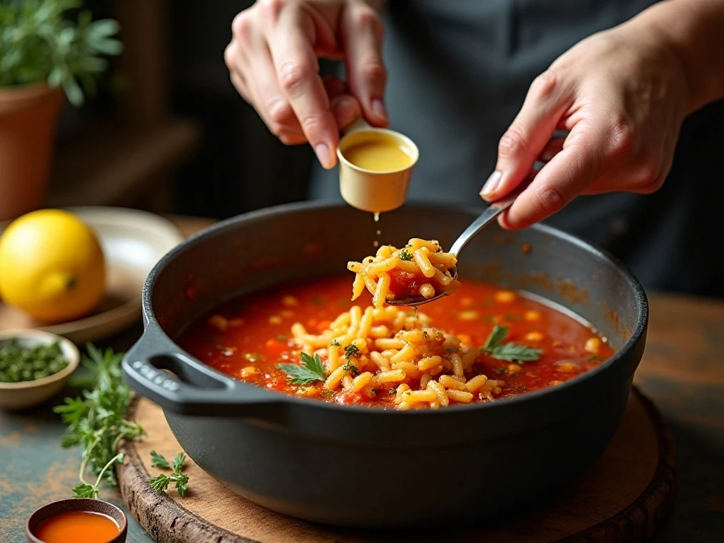 Adding pasta near the end of cooking kitchen sink soup