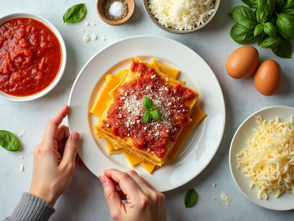 Ingredients for easy lasagna roll-ups
