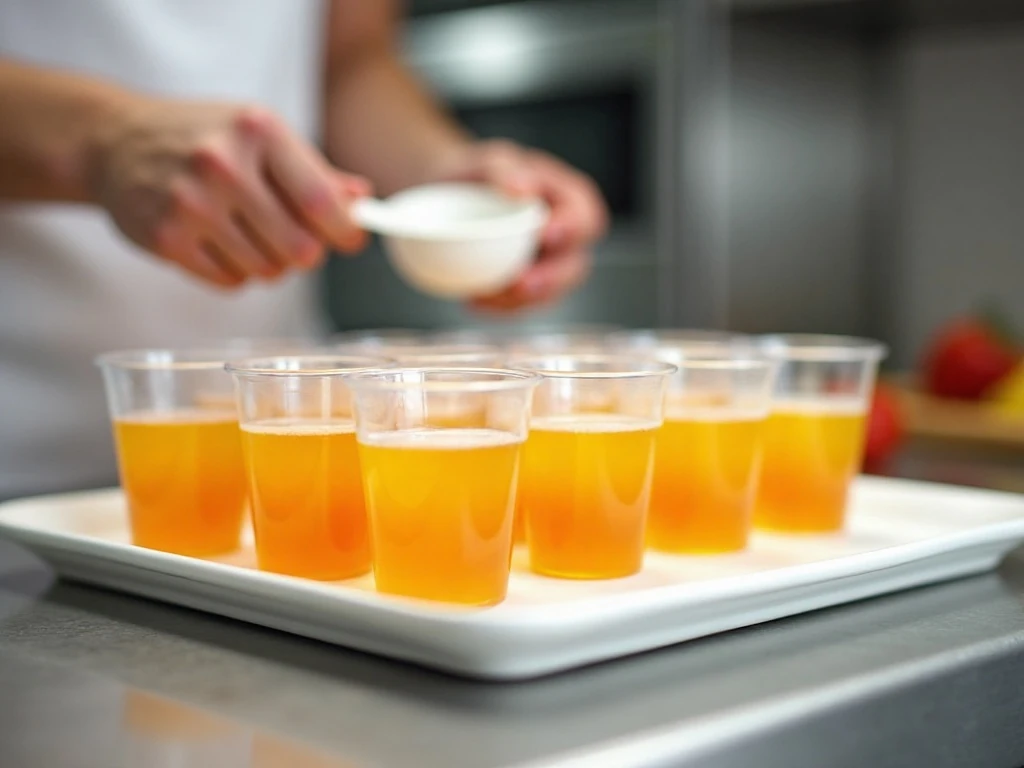 Distinct gelatin layers chilling in clear cups