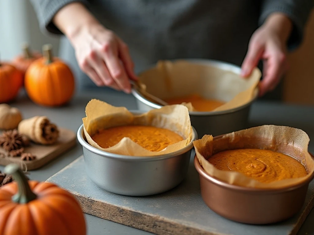 Pumpkin cake batter being mixed before baking