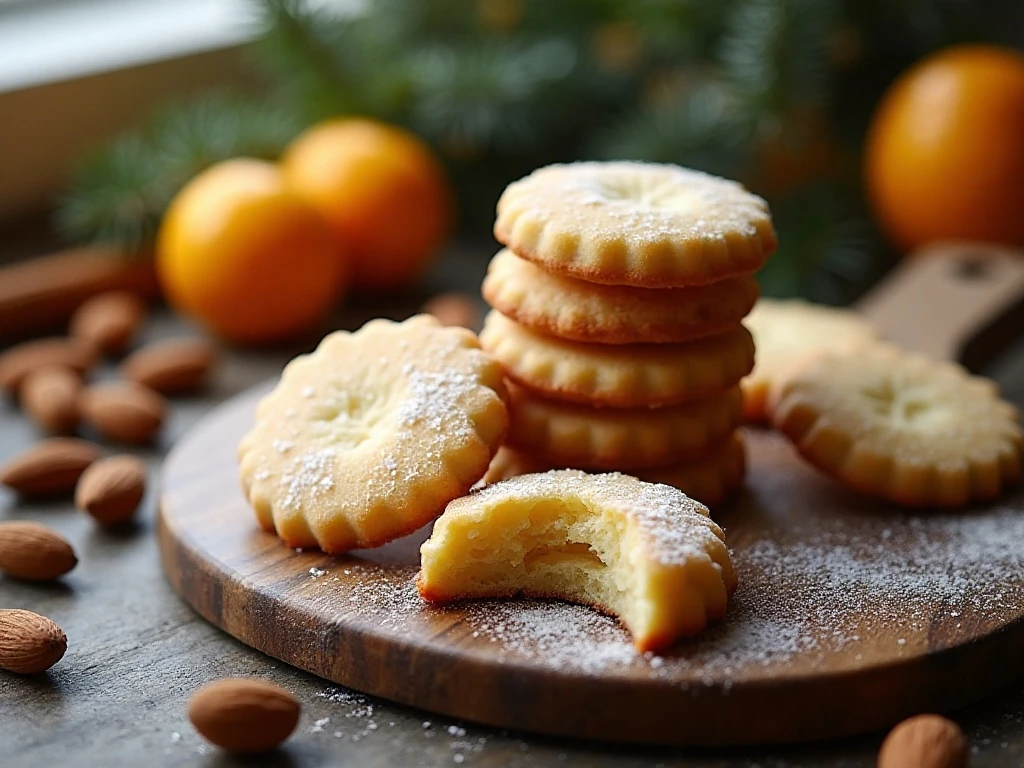 Stack of soft authentic German Lebkuchen cookies with warm spices and citrus