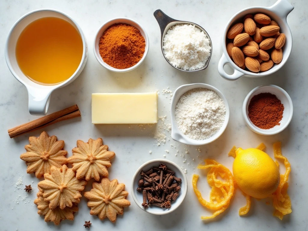 Ingredients for traditional German Lebkuchen cookies