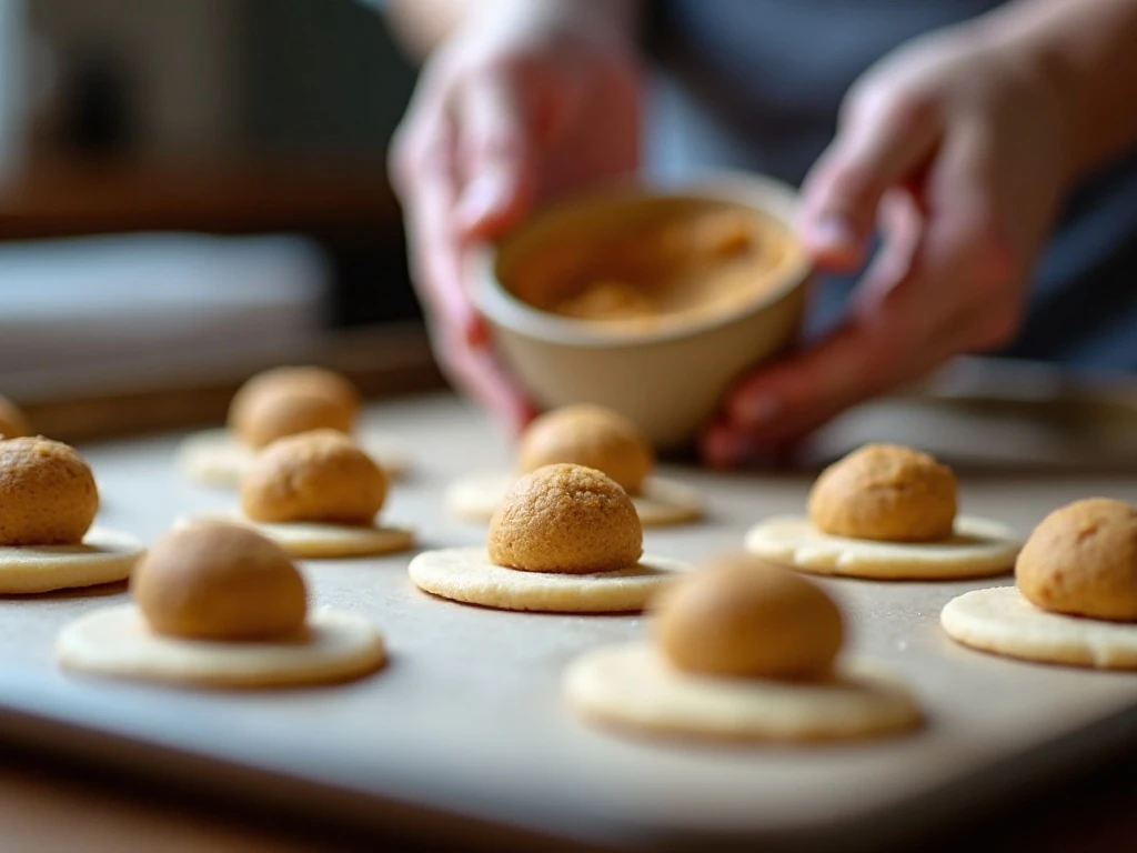 Lebkuchen mounds shaped on traditional Oblaten wafers