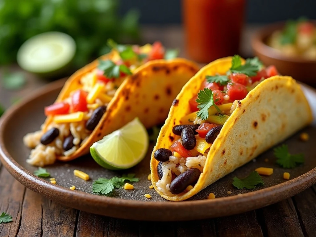 Soft and crispy leftover rice tacos served side by side