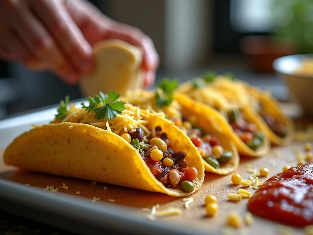 Filling and rolling corn tortillas for turkey enchiladas