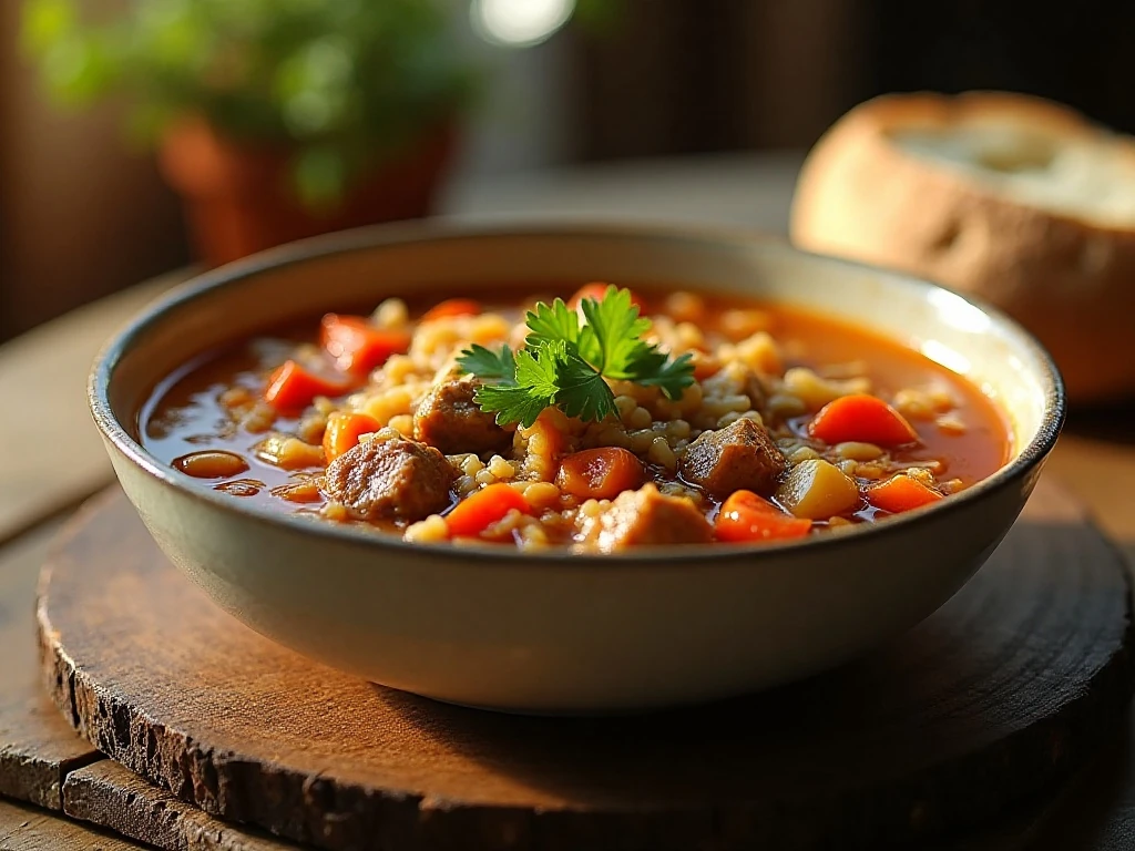 Homemade leftover soup ready for a comforting family dinner