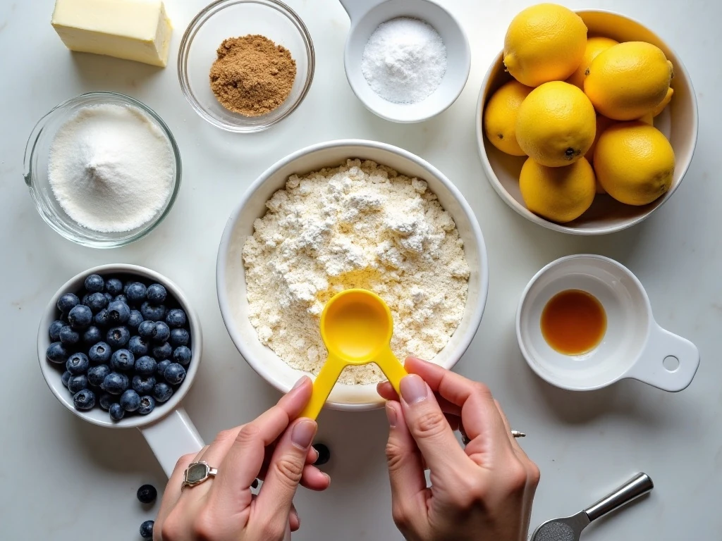 Ingredients for lemon blueberry Bundt cake