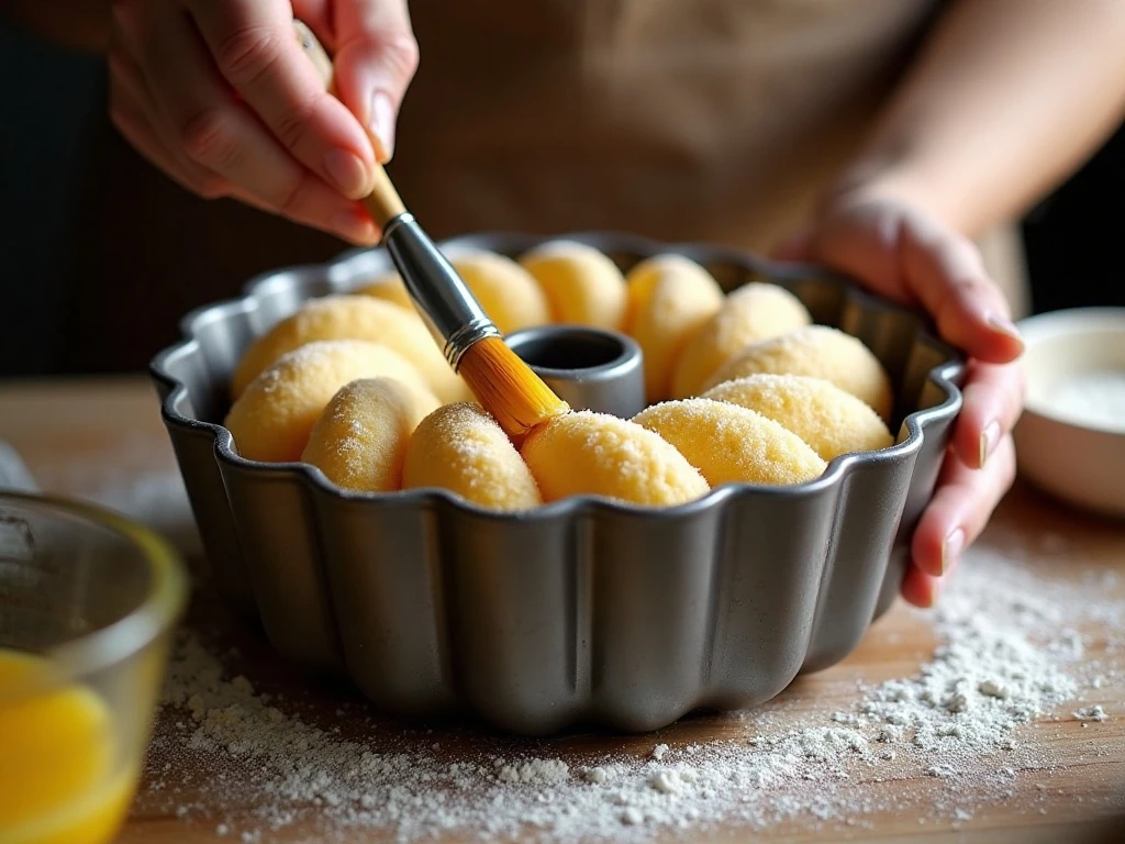 Greasing the grooves of a Bundt pan