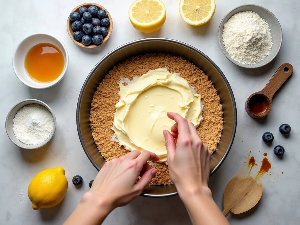 Ingredients for lemon blueberry cheesecake bars