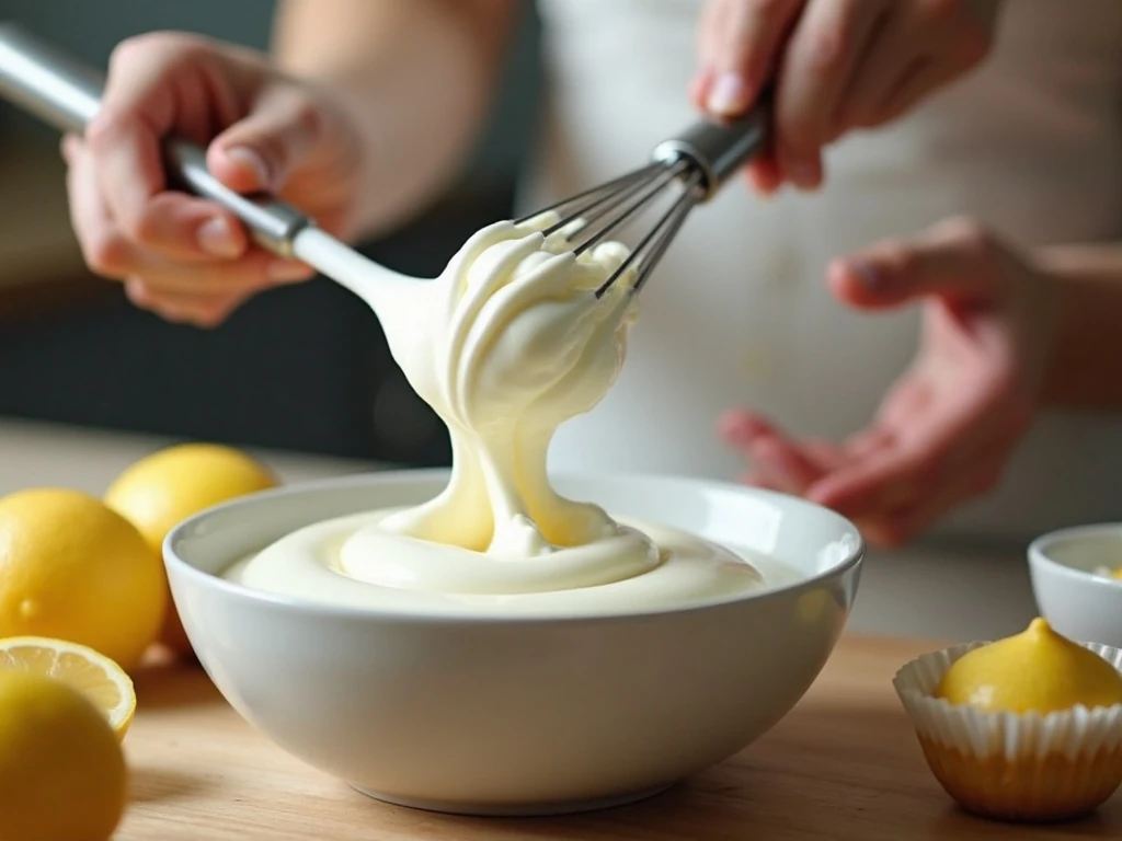 Glossy whipped egg whites for airy chiffon cupcakes