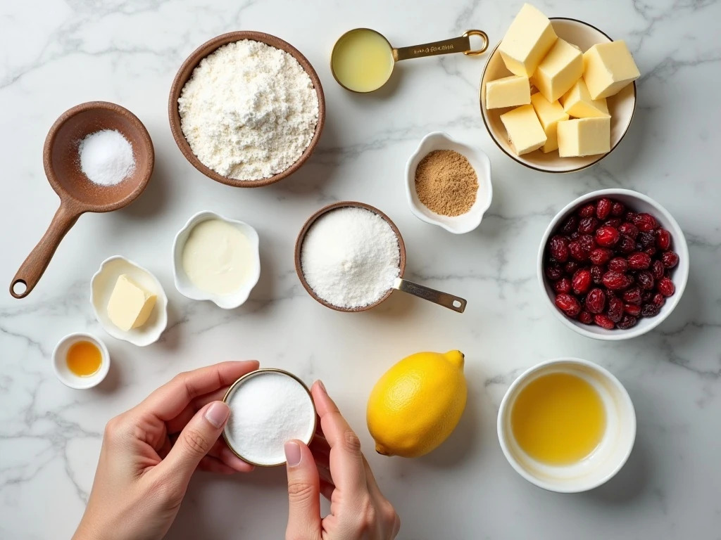 Ingredients for easy lemon cranberry scones