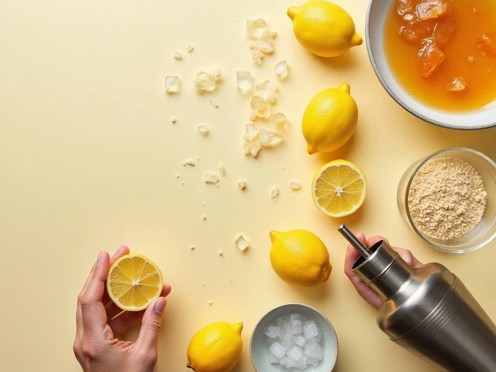 Ingredients for a fresh Lemon Drop Martini