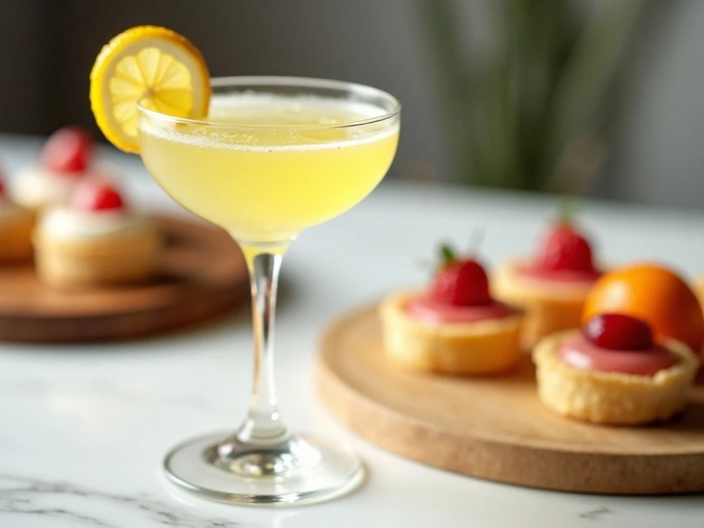 Lemon Drop Martini served with fruit and citrus desserts
