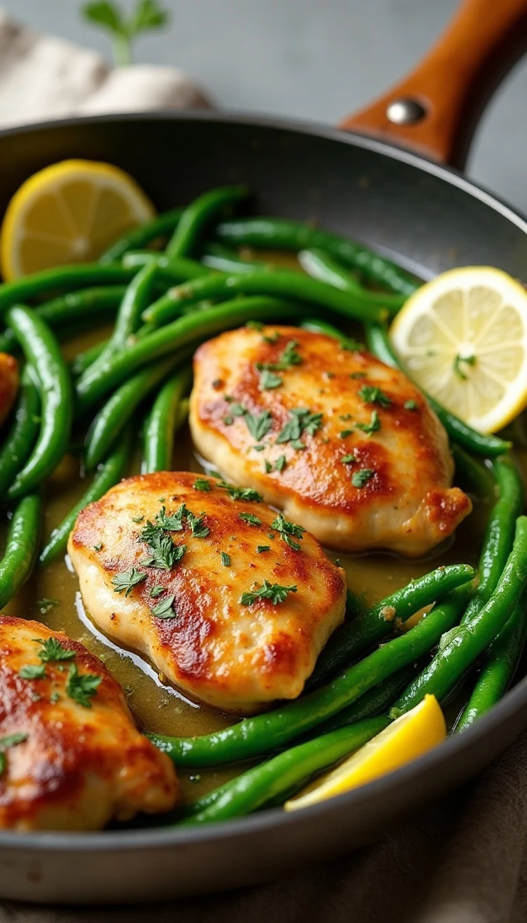 Lemon Garlic Butter Chicken and Green Beans Skillet