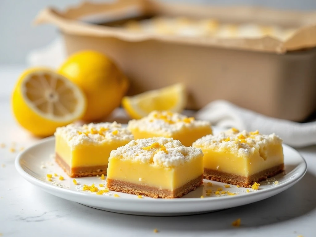 Chilled lemon crumble bars ready to serve or store