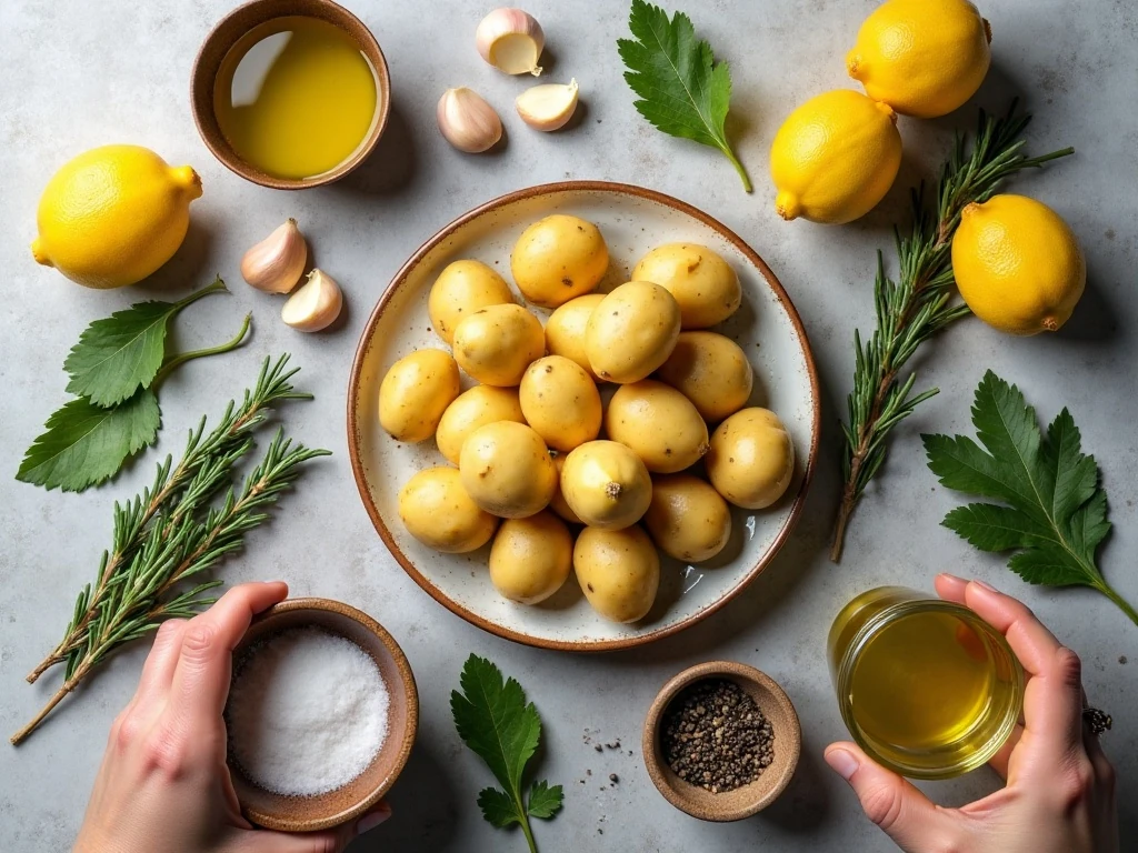 Ingredients for lemon herb roasted potatoes
