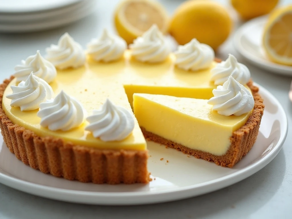 Creamy Southern lemon icebox pie with graham cracker crust and whipped cream