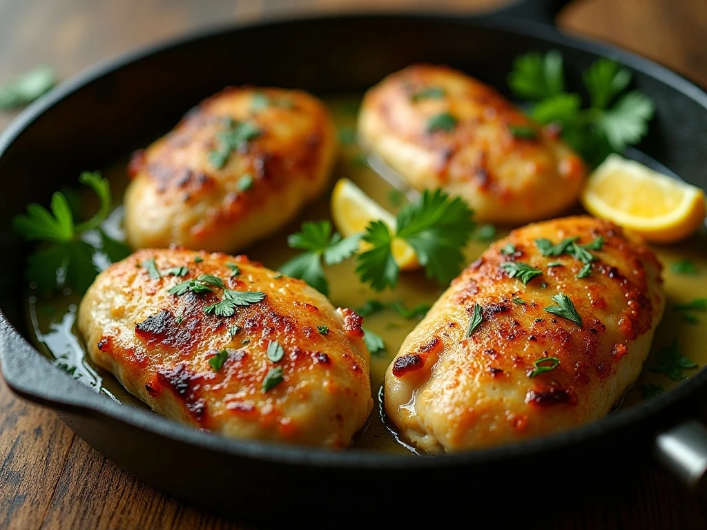 Zesty lemon lime cilantro chicken served in a cast-iron skillet