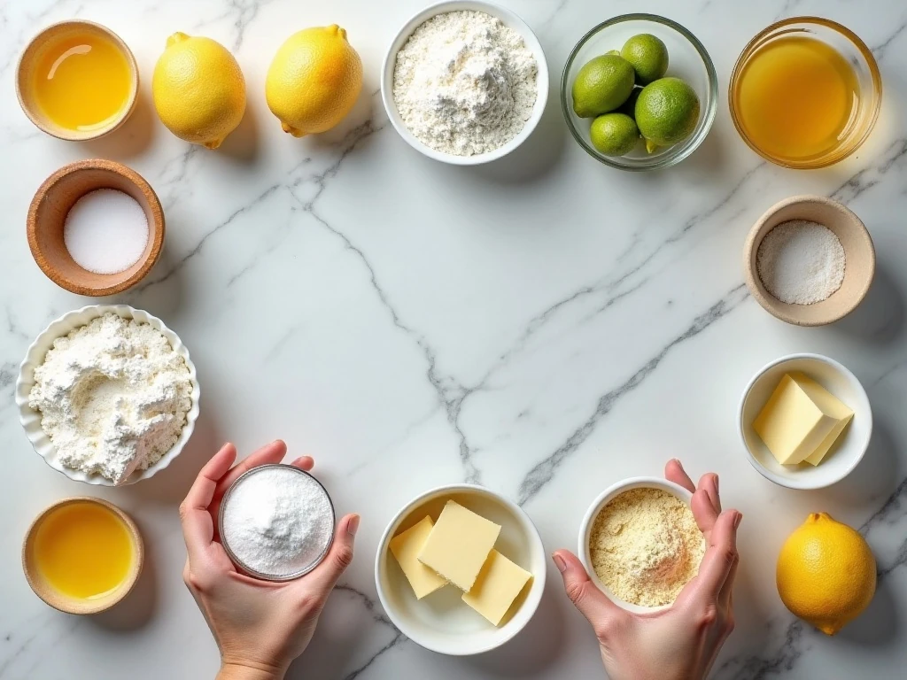 Ingredients for homemade lemon-lime cupcakes and citrus buttercream