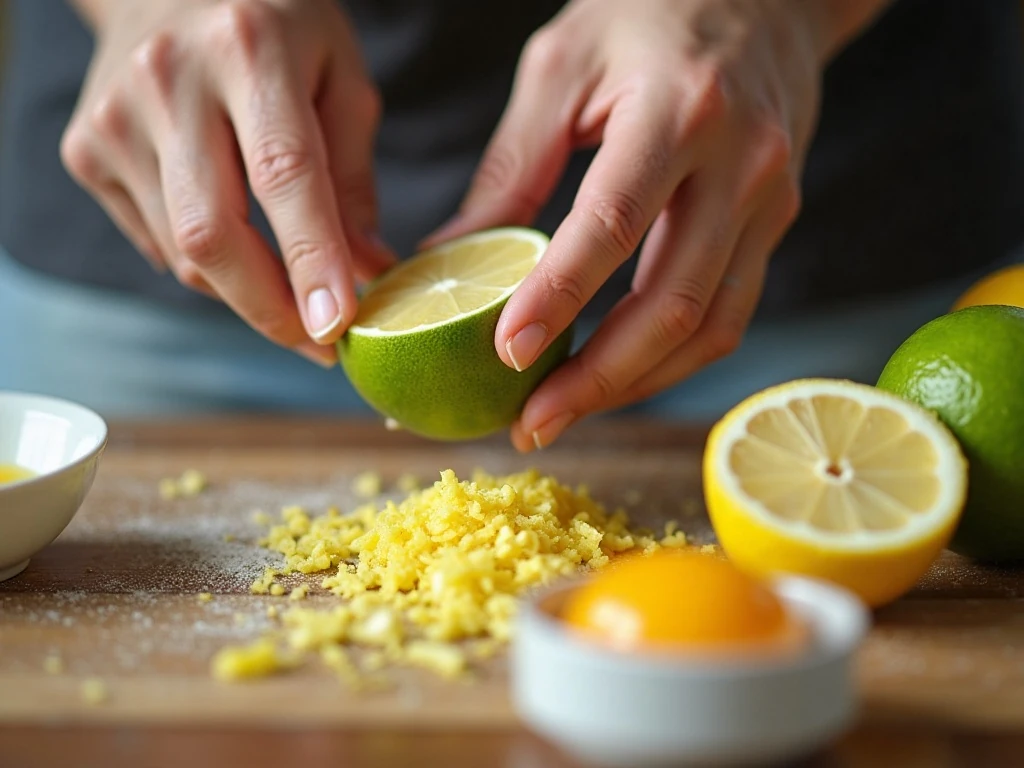 Fresh lemon and lime zest prepared for tender cupcakes