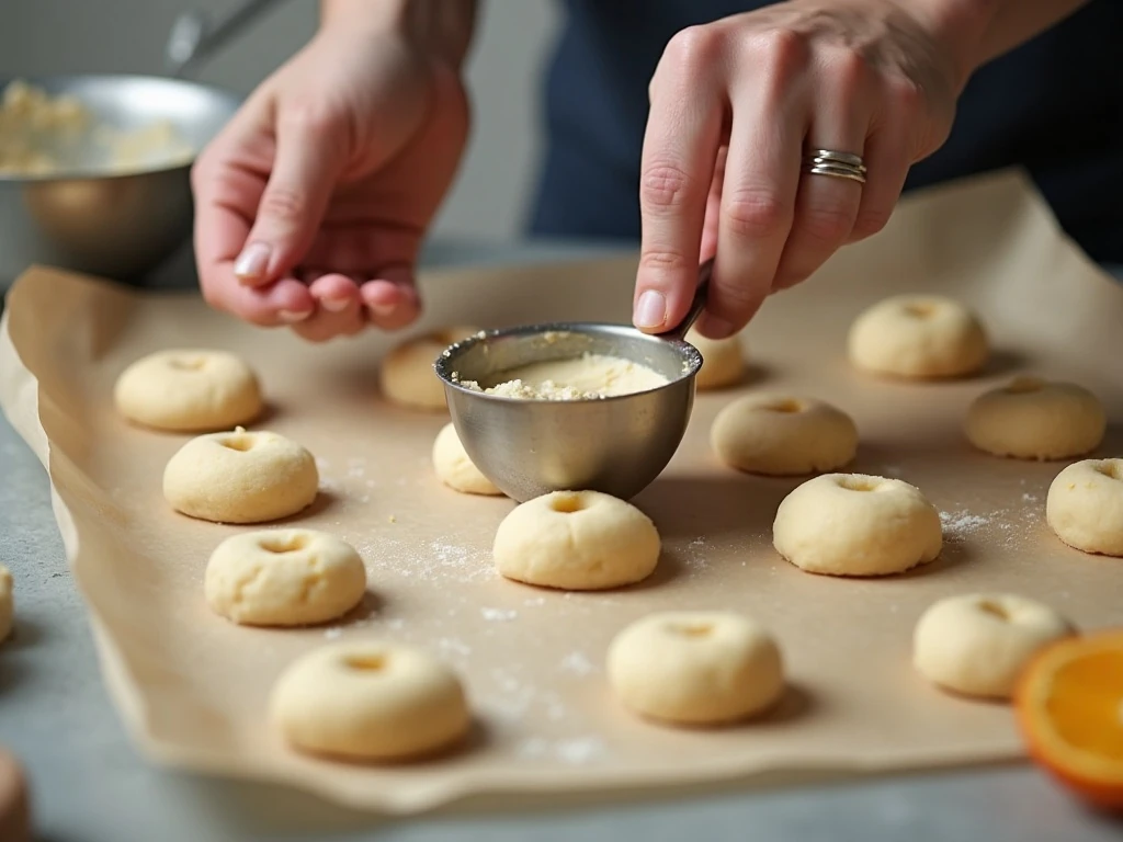 Shaping lemon lime shortbread thumbprint cookie dough