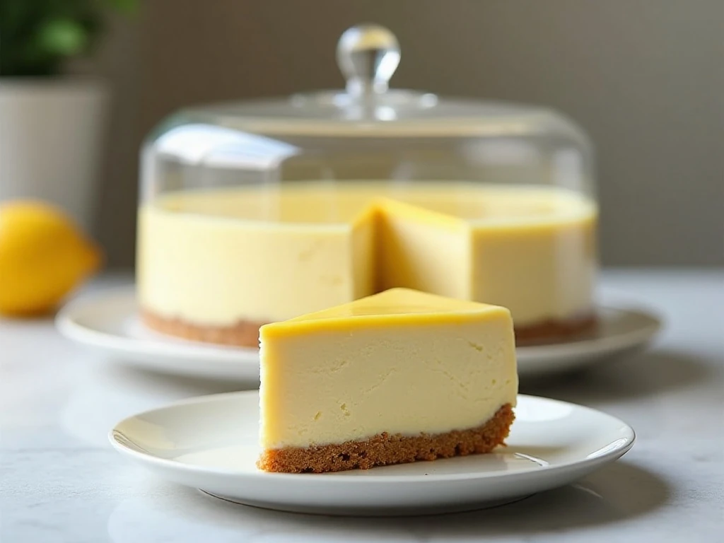 Covered lemon mousse cake ready for refrigeration and serving
