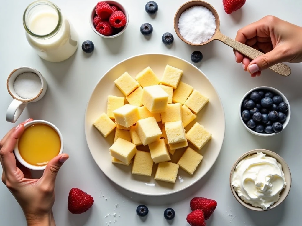 Ingredients for an easy lemon mousse trifle