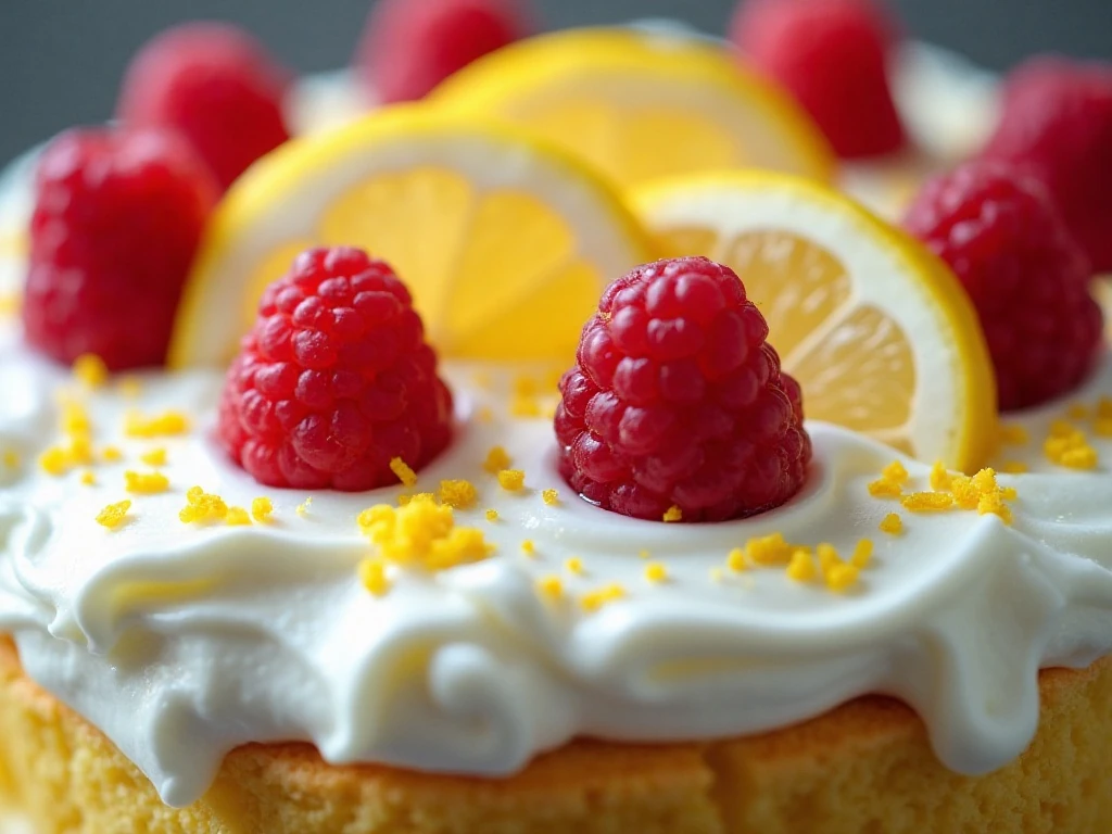 Lemon zest and berries garnishing a trifle