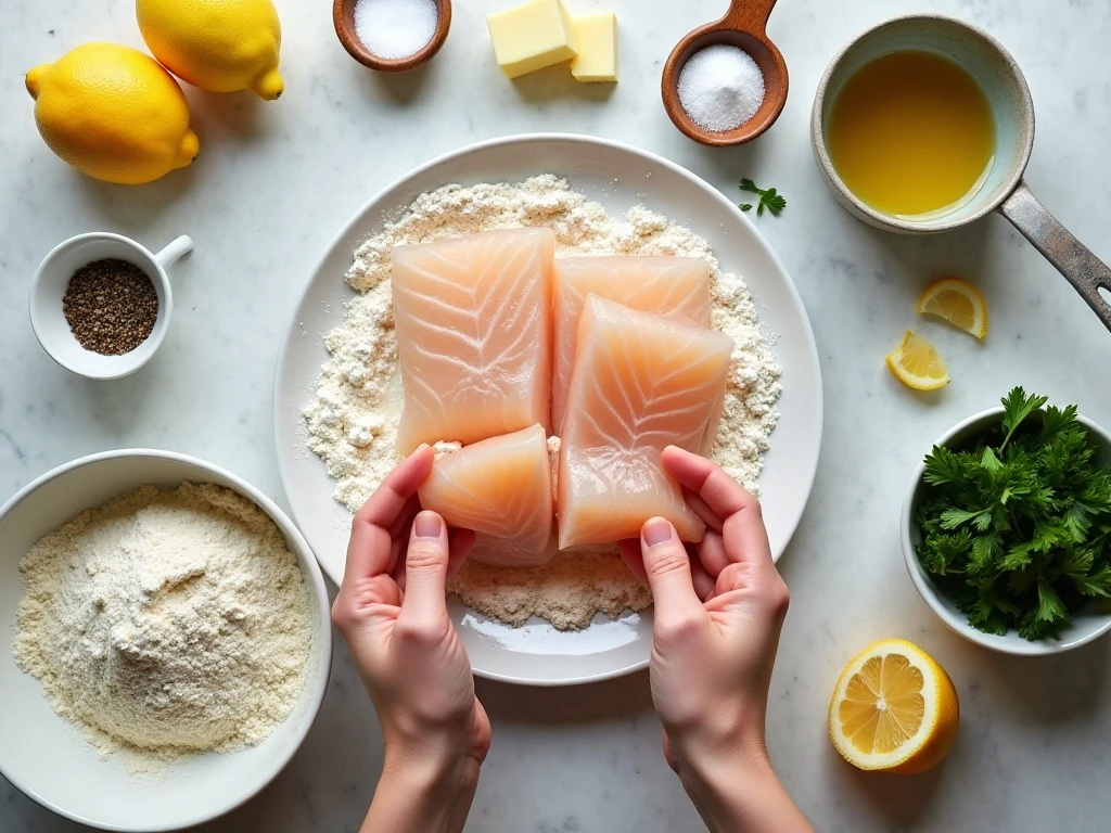 Ingredients for easy lemon pan fried fish