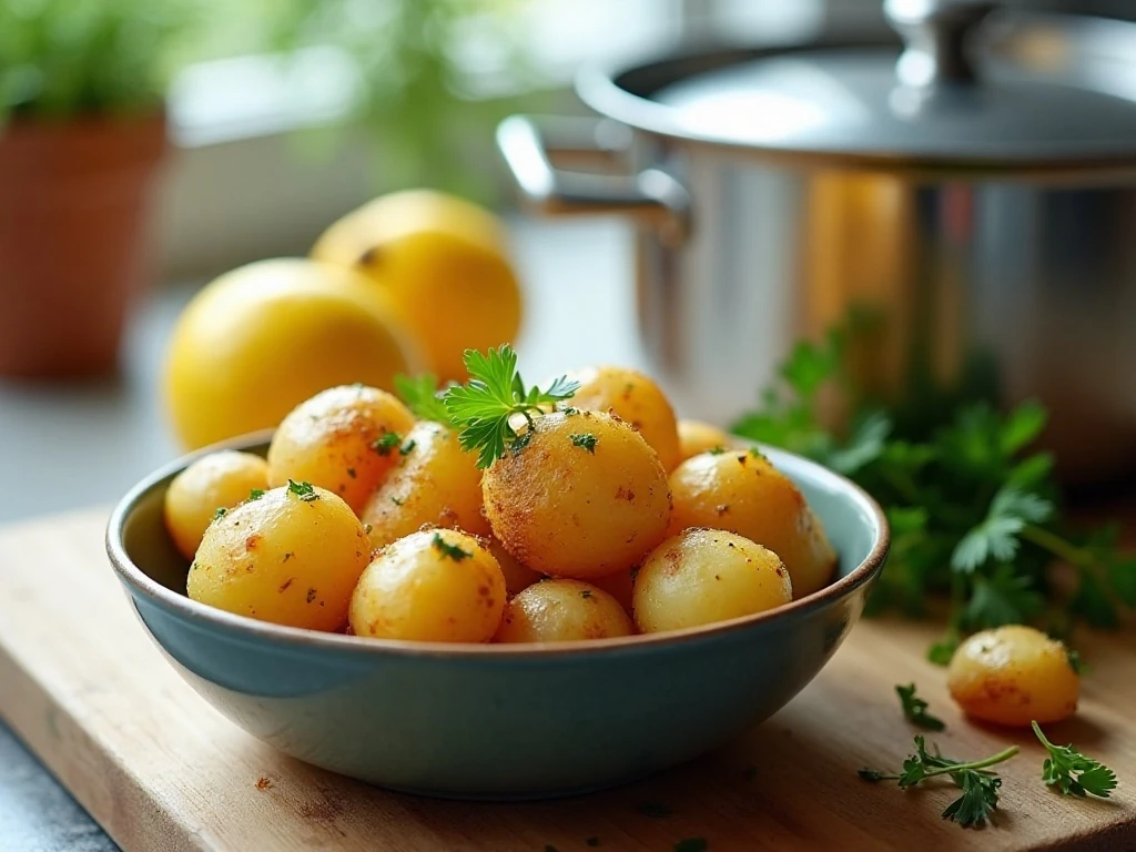 Lemon parsley potatoes prepared for storage and reheating