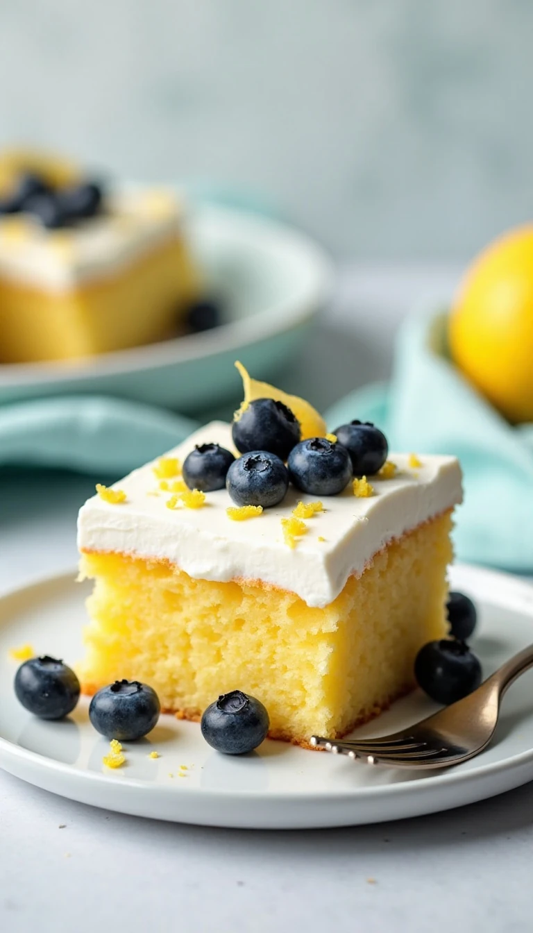 Lemon Poke Cake With Blueberries: A Bright, Easy Dessert
