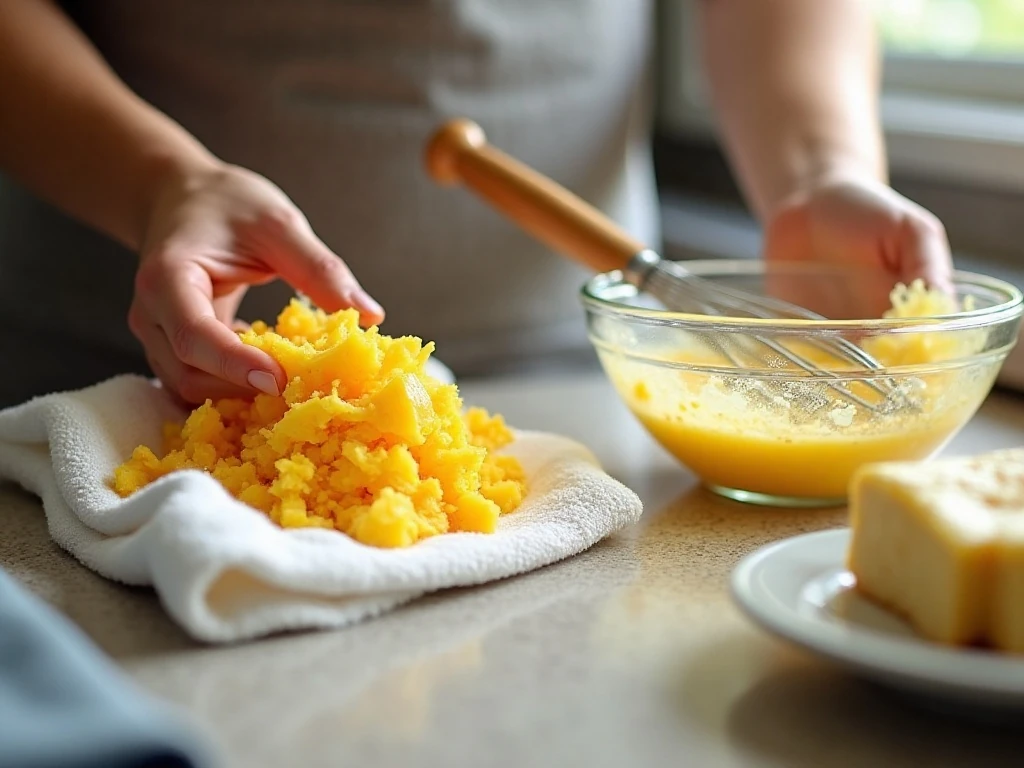 Lightly draining grated summer squash for a tender bread loaf