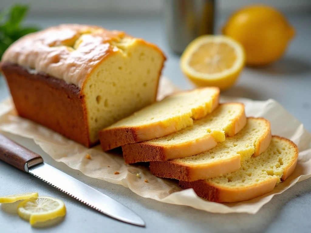 Neatly sliced lemon summer squash bread ready for serving or storage