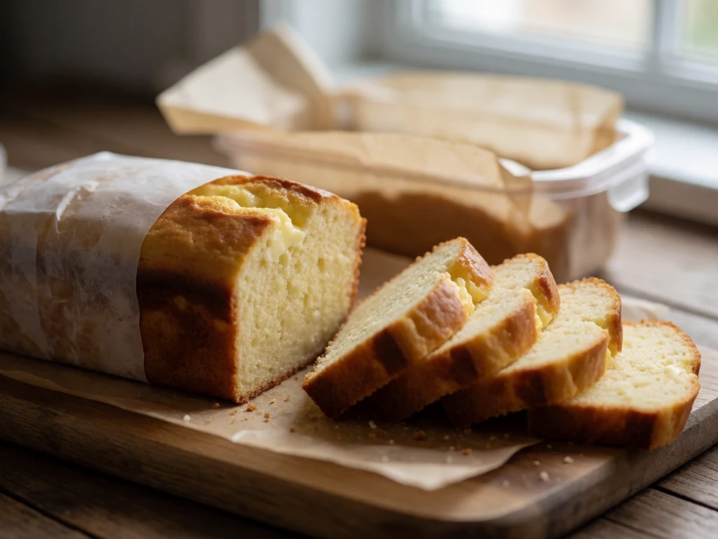 Lemon yogurt loaf prepared for storage and serving