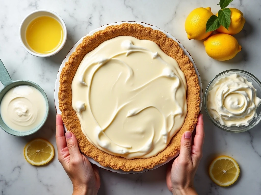 Ingredients for easy lemonade cream cheese pie