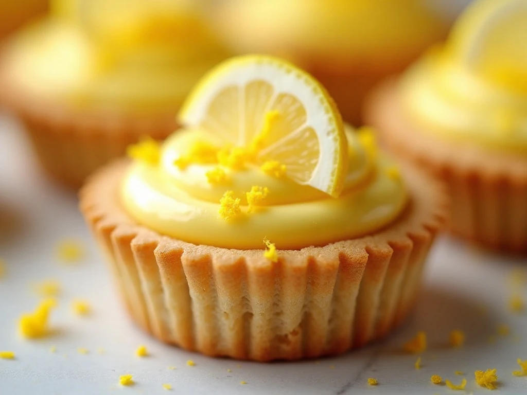 Lemon zest and lemon slice garnish on a cookie bite