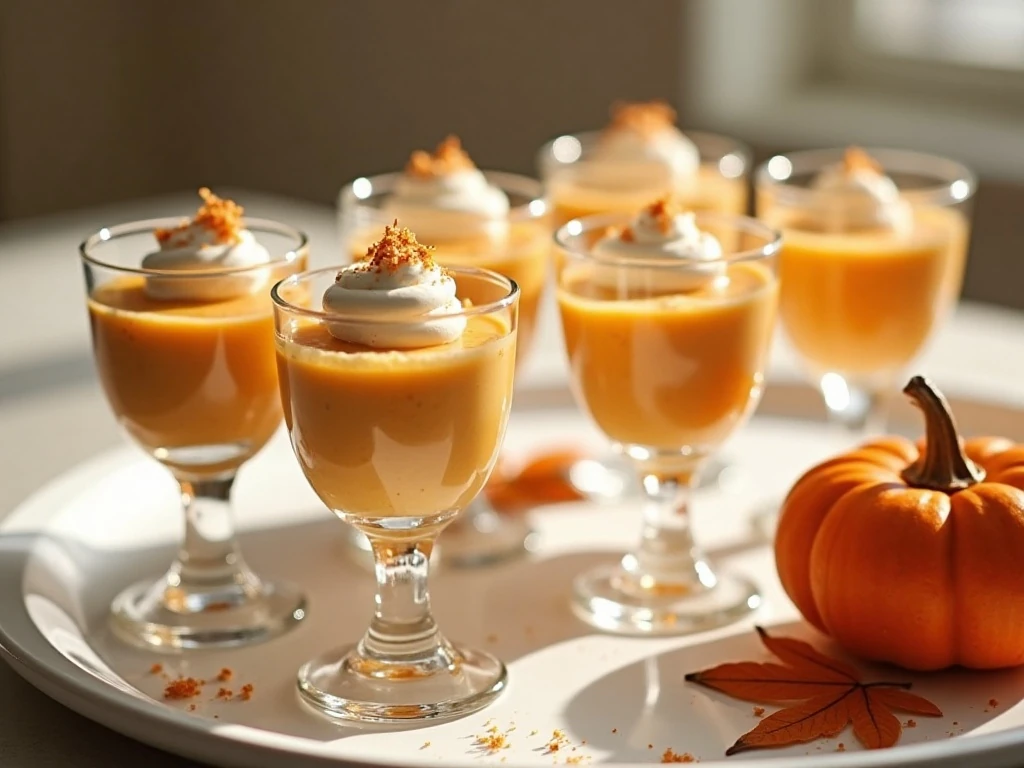 Individual glasses of light no-bake pumpkin cheesecake mousse