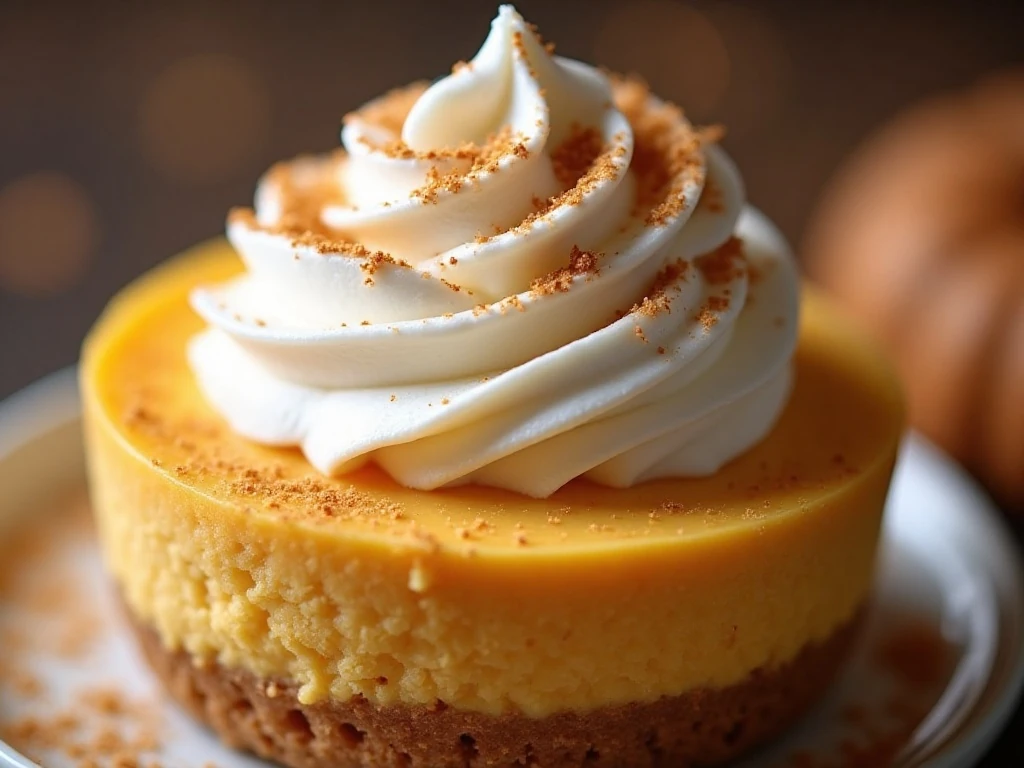 Garnished pumpkin cheesecake mousse with graham-cracker crumbs