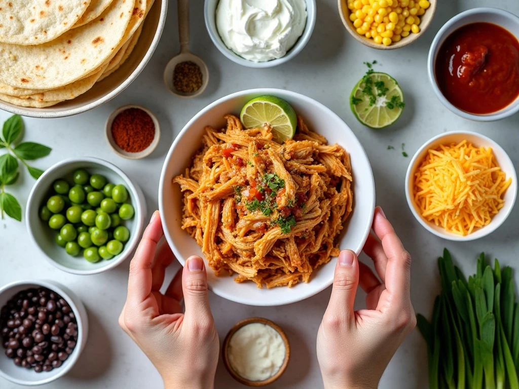 Ingredients for easy loaded chicken enchiladas