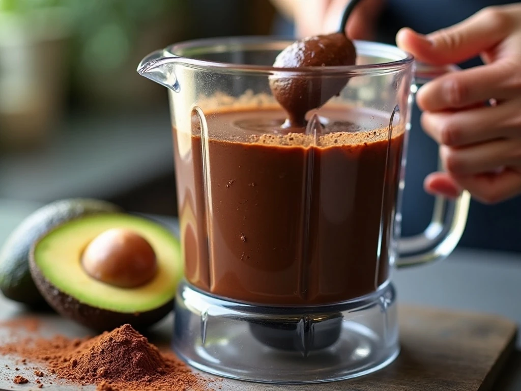 Smooth blended batter for fudgy avocado brownies