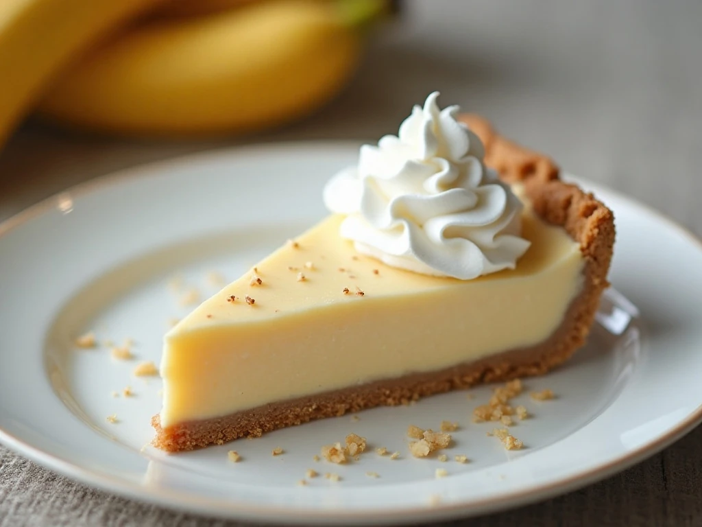 Slice of chilled low-carb banana cream pie
