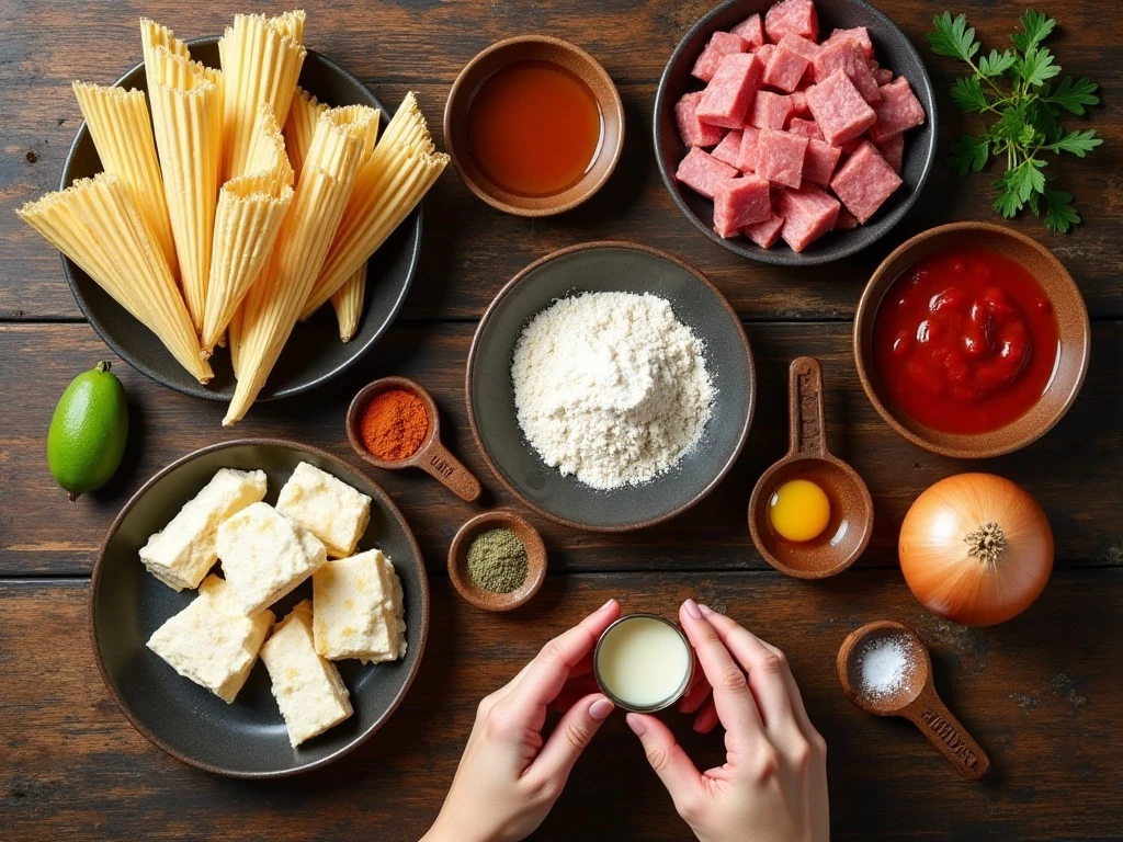 Ingredients for easy low-carb beef tamales