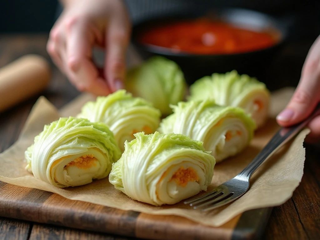 Prepared cabbage leaves and filling for cabbage rolls