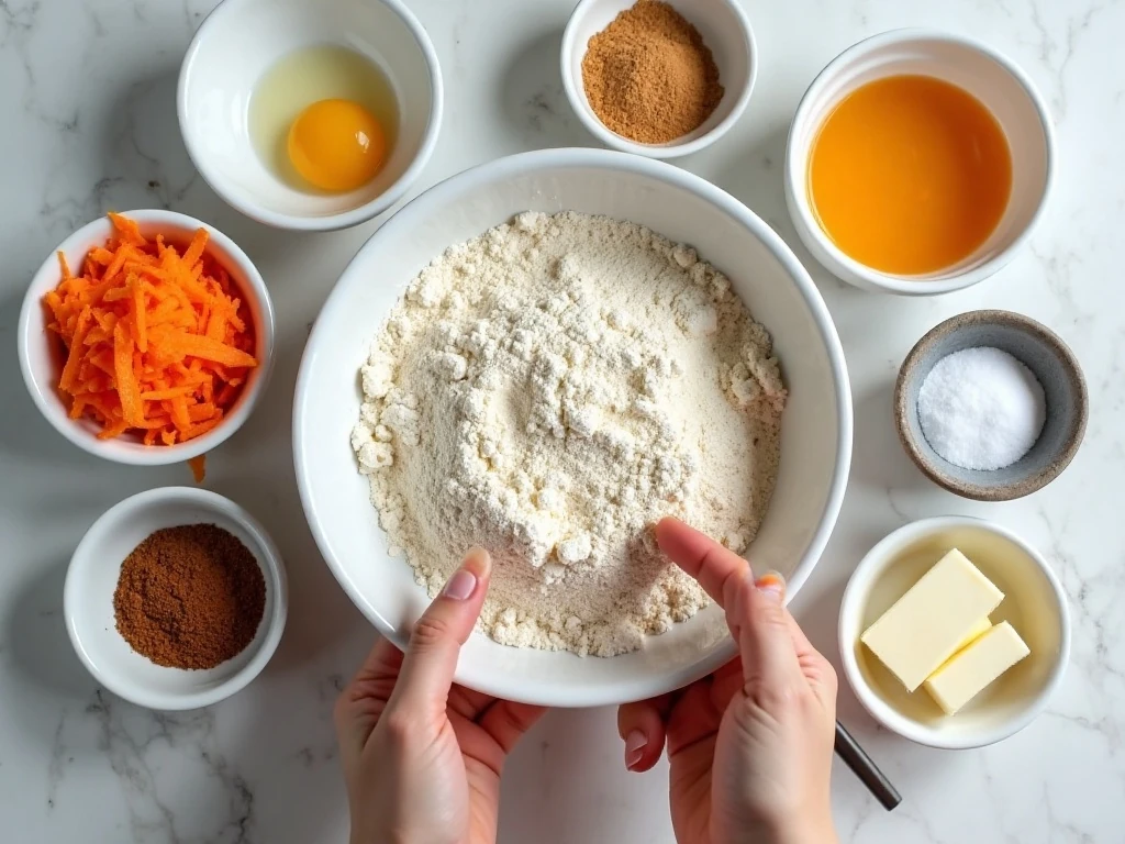Ingredients for low-carb carrot muffins with cream-cheese filling
