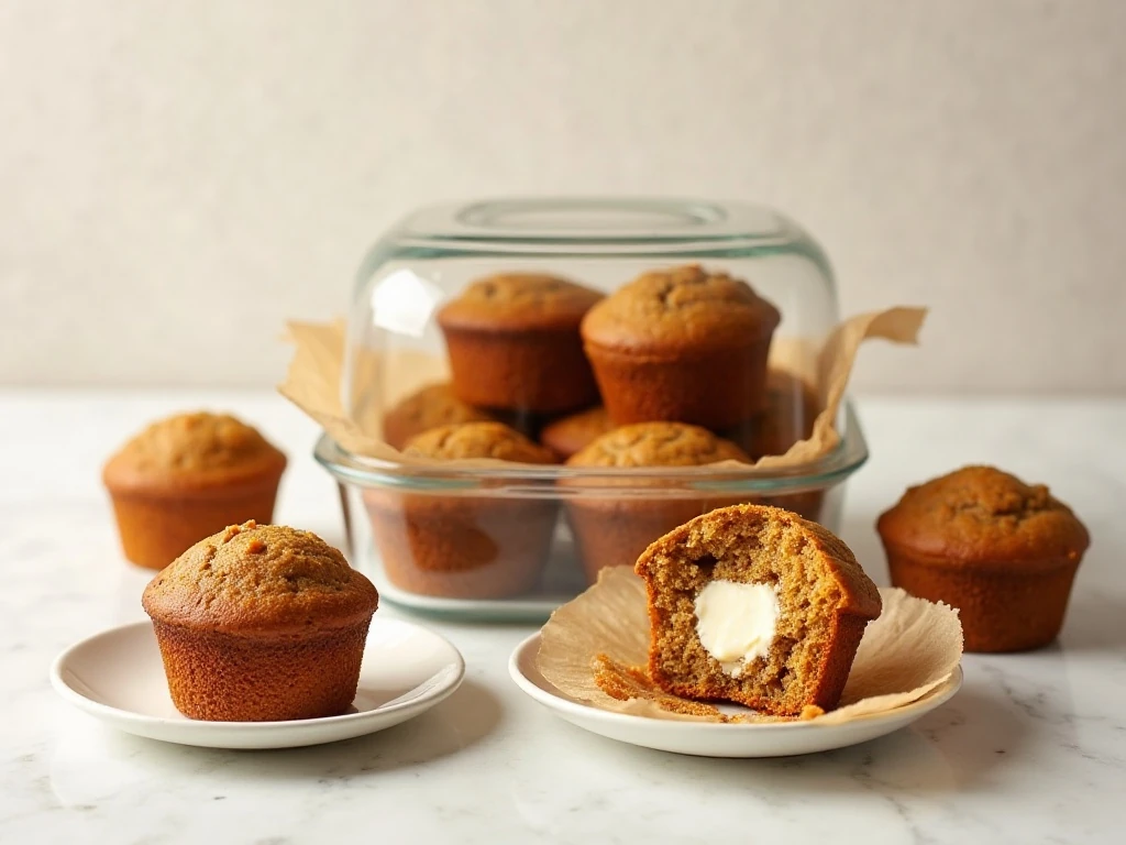 Stored low-carb carrot muffins ready for breakfast meal prep