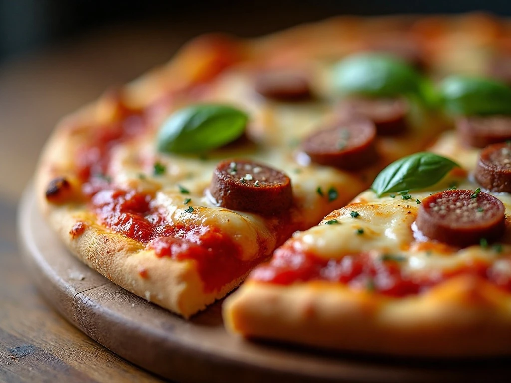 Close-up slice of keto-friendly Chicago-style deep-dish pizza