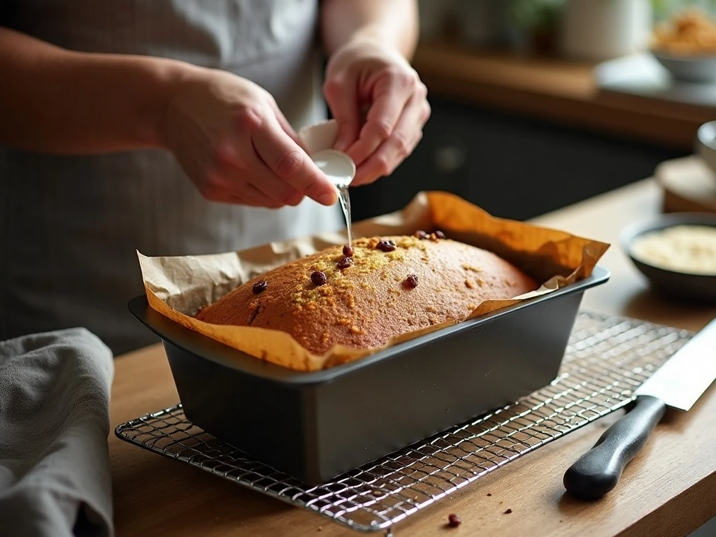 Low-carb cinnamon raisin loaf cooling after baking